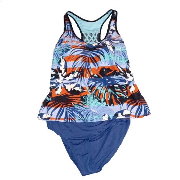 ZERO X POSUR, 2 PIECE BATHING SUIT, WOMENS SIZE XL, BEAUTIFUL, AND BRIGHT COLORS - Picture 1 of 7